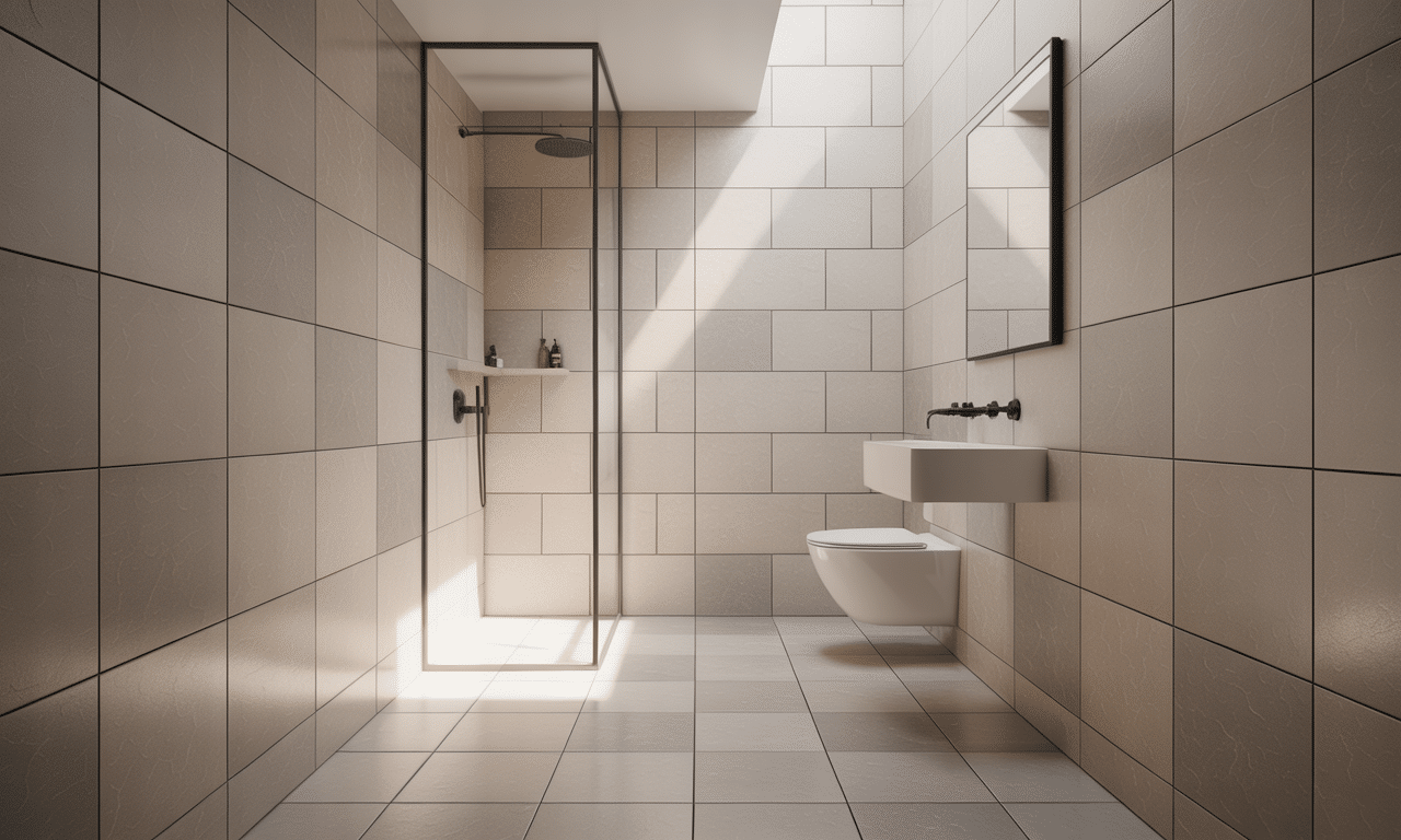 ontdek hoe grote tegels je kleine badkamer visueel verdubbelen en een ruimtelijk effect creëren. tips voor het kiezen van de perfecte tegels voor compacte badkamers.