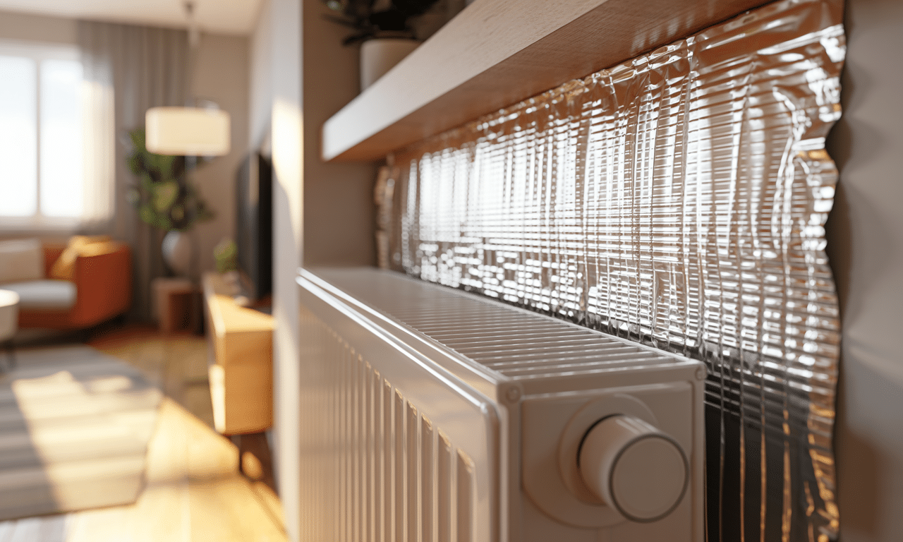 plak een strook aluminiumfolie achter je radiator en geniet van een merkbaar snellere opwarming van je kamer, waardoor je energie bespaart en comfortabeler woont.